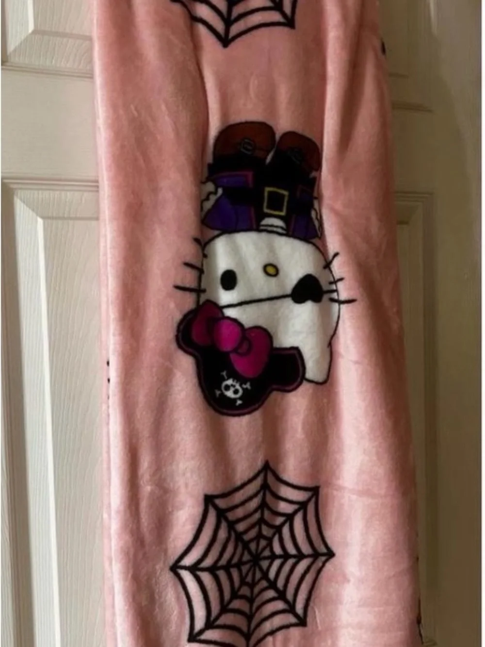 Hello Kitty Pink Pirate with Black Spiderweb Halloween blanket